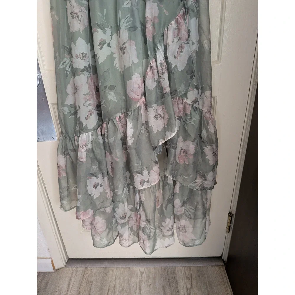 Abercrombie & Fitch Emerson Off-The-Shoulder Drama Maxi Dress Sage Green Petite
